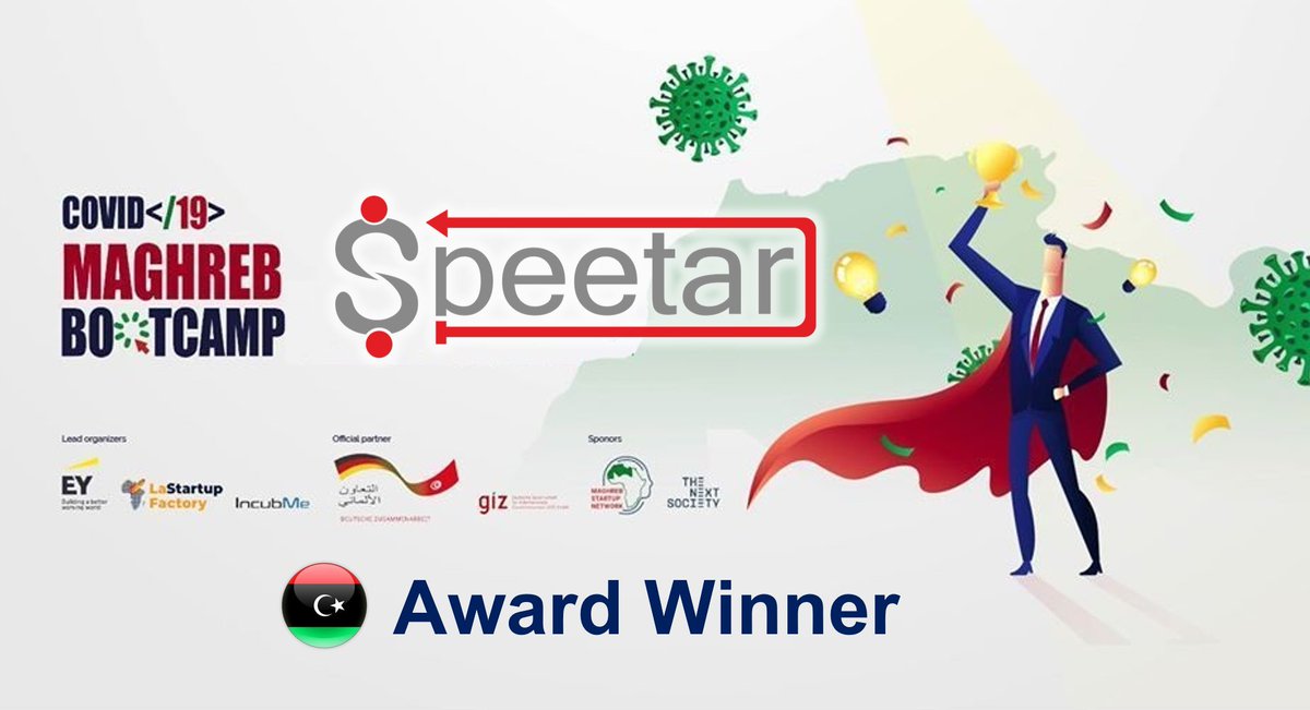 Honored to have been selected as a Winner for the COVID19 Maghreb Bootcamp Award from +16 competing startups 🇱🇾🇹🇳🇲🇦🇩🇿🇲🇷. This came as recognition for Speetar's innovative work supporting healthcare delivery in Libya and the region. 🎉🎊🤩 <a href="/MaghrebStartups/">Maghreb Startups Network</a>