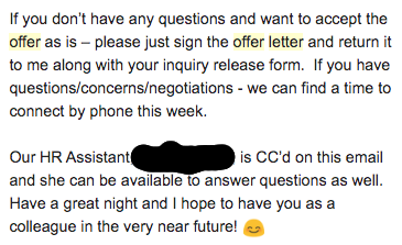 I received this email out of nowhere. Mind you, I negotiated ONCE and reasonably for a higher salary and relocation bonus after they welcomed the opportunity to negotiate. Only requested info about the handbook and maternity leave. Offer letter email vs. offer withdraw email 14/