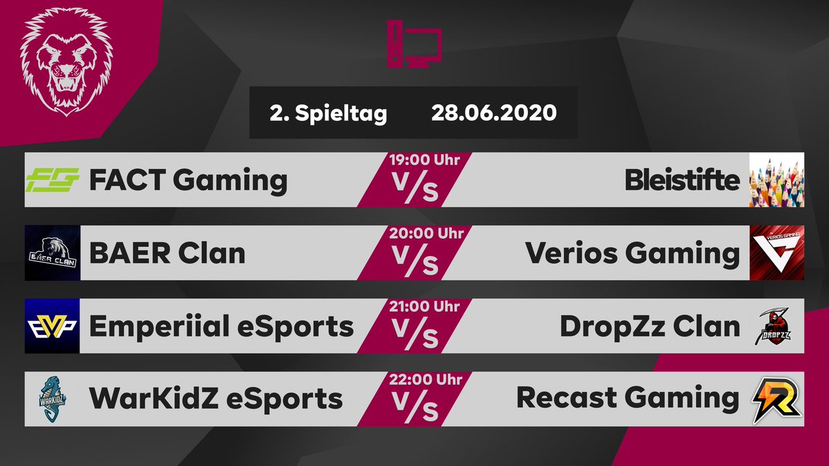 ⚠️ SPIELTAG 2 [GCS PC]
Wir starten um 18:30 mit dem Stream!
>> twitch.tv/germancommunit…
mit @ScorpyR6 &amp; @ThorsHeroR6 🎙

Spieltag 2:
<a href="/factgamingde/">FACT Gaming</a> vs <a href="/Bleistifte1/">Bleistifte</a>
<a href="/clan_baer/">Baer Clan</a> vs @veriosGaming 
<a href="/Emperiial/">Emperiial eSports e.V.🇩🇪</a> vs @DropZz_Clan 
<a href="/WarKidZ/">WarKidZ</a> vs <a href="/gaming_recast/">Recast Gaming</a>
#r6s #gcs #pc #gccup