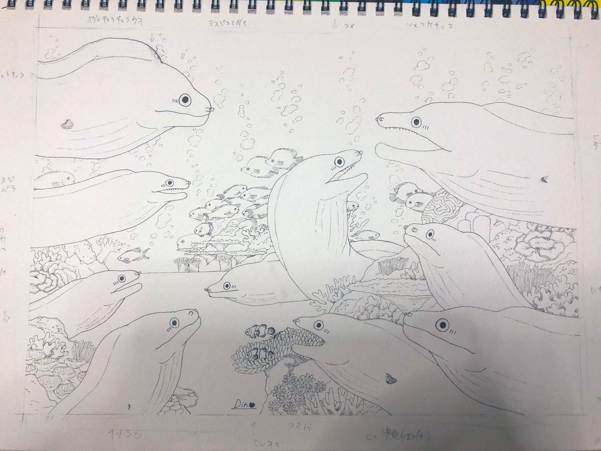 ウツボの赤ちゃんがトレンド入りしていてびっくり
#ウツボはいいぞ
(三枚目は描き途中) 
