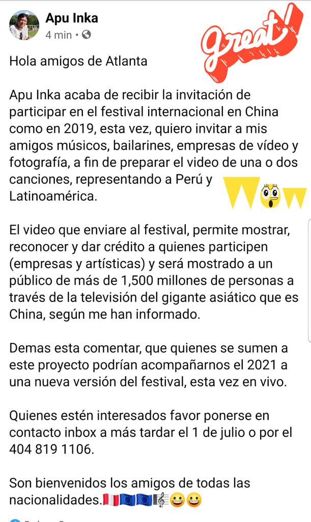 Invitación festival Internacional