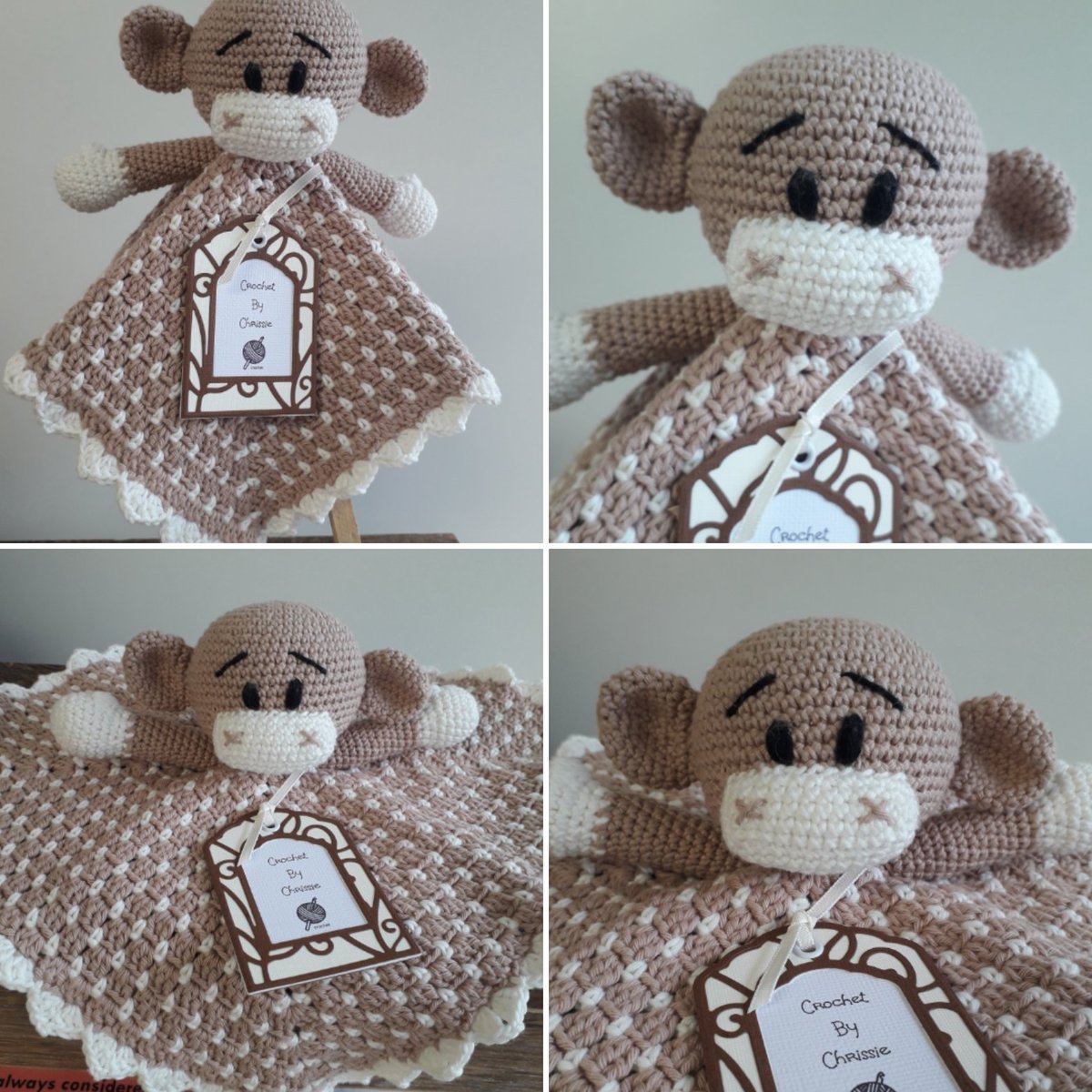 Another Monkey created & on their way to a new baby friend, let's hope they will best buddies for life. Love creating these baby comfort blankets, now which animal to create next 🦓🐭🐷🦊🐱🐶🐰🐥🐸🐄🐑🦛 #crochet #babylovey #monkey #babycomforter #babygifts #sewandso #amigurumi