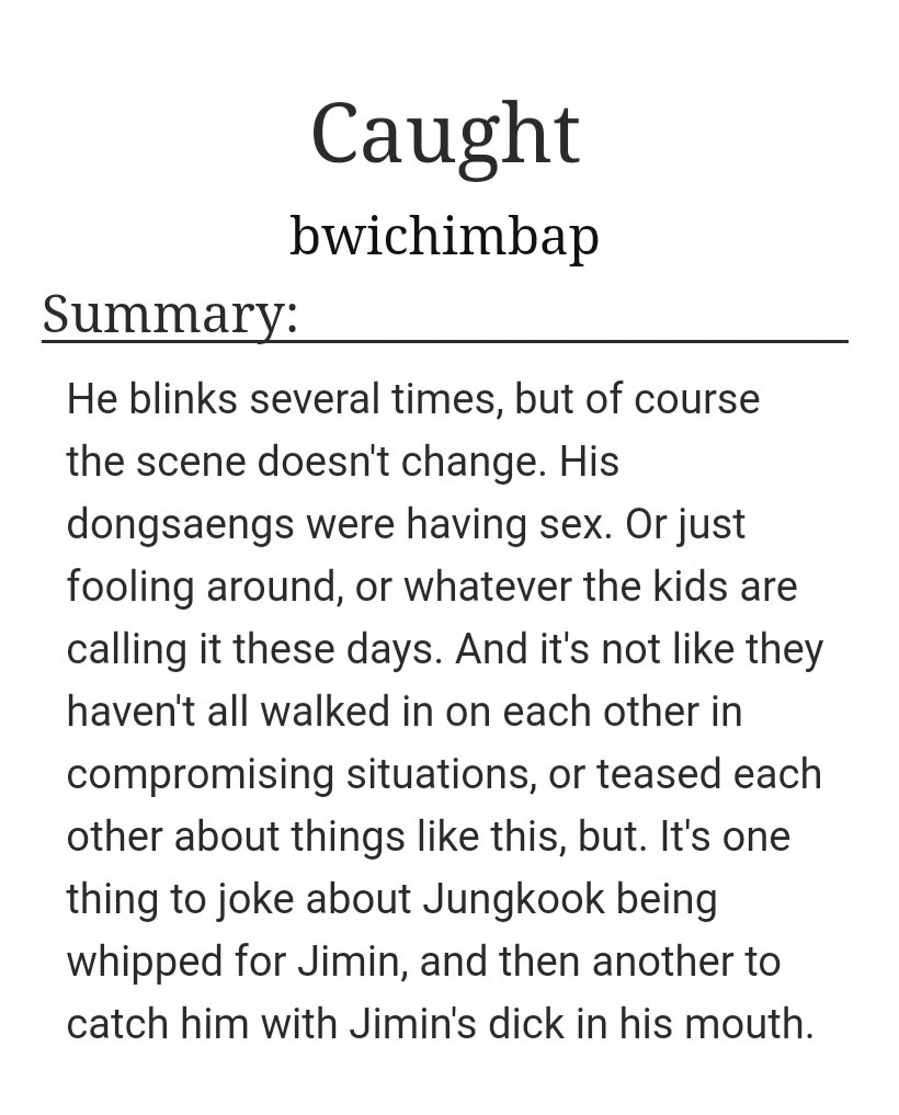 BTS POLY fic Caught by bwichimbap  https://archiveofourown.org/works/19944916 Idols SJ JM JK voyeurism !!! its sexy  im exposing myself in this thread i SWEARREAD TAGS 