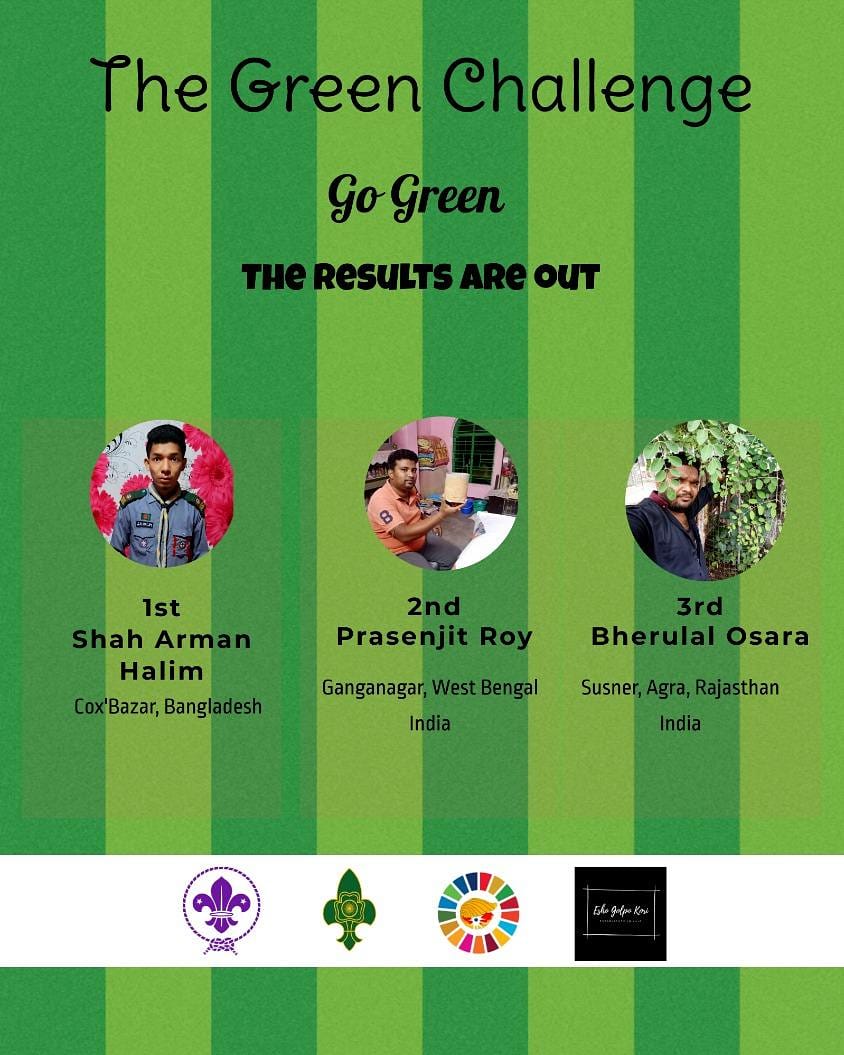 POGScouts's tweet photo. The Results are finally out. 
Congratulations, to you all.
#TheGreenChallenge 
#EshoGolpoKori
#GoGreen
#BloimingMinds
#GreenScapes
@bsgnhq @POGScouts @BabluGoswami30 @PMOIndia @jdhankhar1 @BSGNYF @bsgerhq https://t.co/0QpluydF6J