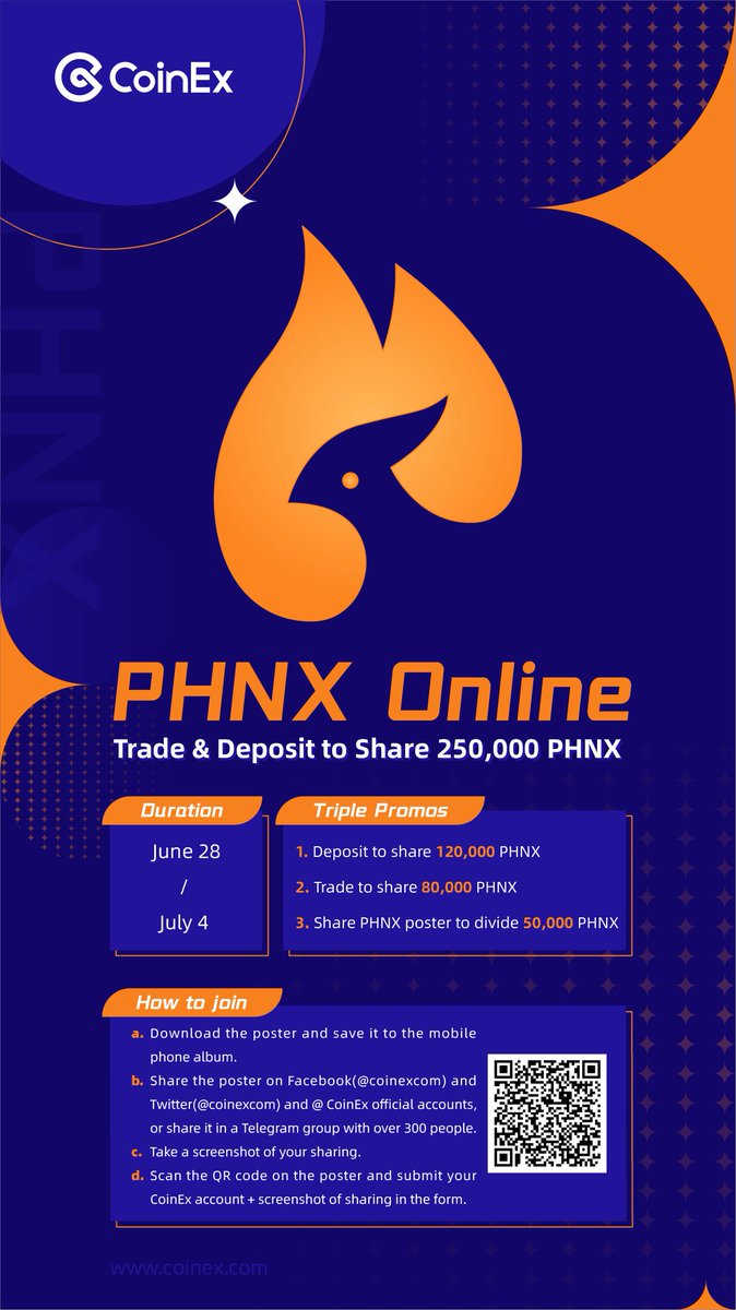 magerbanget82's tweet photo. 🤩Deposit &amp; Trade to Share 250,000 PHNX !

🗓️Duration: 28 June - 4 July

💥Deposit to share 120,000 PHNX
💥Trade to Share 80,000 PHNX
💥Share PHNX poster to divide 50,000 PHNX
Detail : https://t.co/UaJe7fwZQ0 https://t.co/6Wc1ieTh87