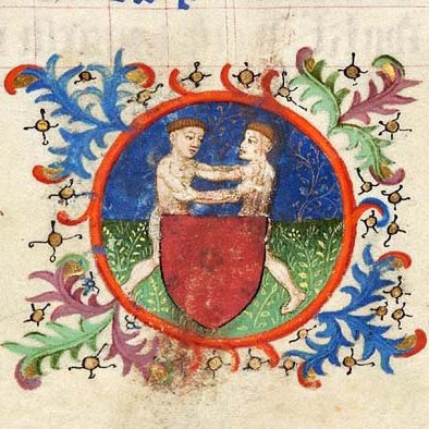 I think queer art has often been MADE to be deniably queer, to be readable as both there and not, for the safety of artist and reader. I think that, as scholars and modern readers, we can recover queer possibilities if we read boldly. (Morgan Library, MS M27, f. 007r)