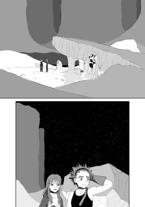 オイラの単行本「砂の神 空の人」から台詞フキダシ無し絵その,16

3枚目の1コマ目は元々セリフ運びの関係で2コマに分けてたんですが、間のコマ枠を外して修正しました

コマ枠の下や外にも絵がある場合もあります…断ち切りの外とか(^^;; 