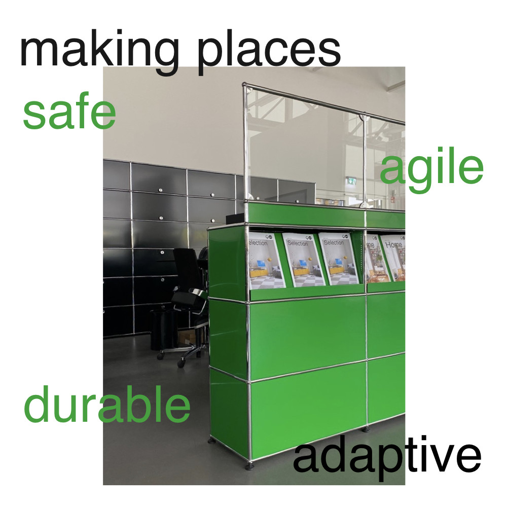 USMfurniture's tweet photo. Making places adaptive. Dedicated to flexible solutions to help you thrive in all situations.
#makingplaces #adaptive #USMmodularfurniture #USMhaller #thrivingnotsurviving #agileworkspace #modularfurniture #modulardesign #protectivescreen #sneezeguard https://t.co/QpOOyGU5aq