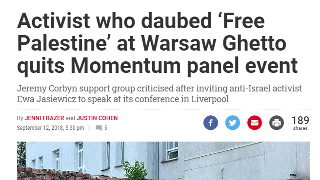 One of the activists arrested at that 2016 protest was... Ewa Jasiewicz, best known for her widely-condemned vandalism of the Warsaw Ghetto.