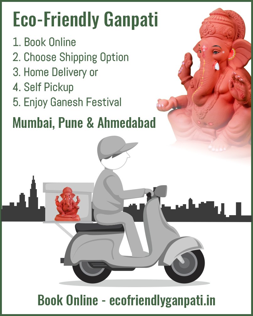 Bring home handcrafted #EcoFriendly Ganpati Idols and Celebrate Ganesh Utsav at Home...!!!
.
Home Delivery and Various Pickup points in #Mumbai, #Pune, and #Ahemdabad. Book Online Now ecofriendlyganpati.in
.
An #GreenGanesha initiative by Kaambhari