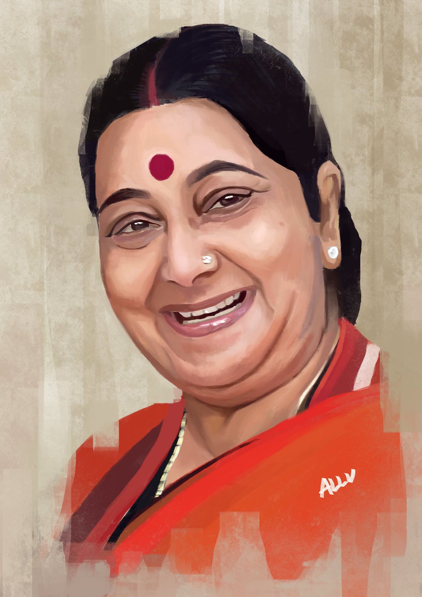 Presenting a digital painting of late @SushmaSwaraj ji who ruled hearts, not only in India but all over the world with her empathetic assistance to people in need as the External Affairs Minister, Late Smt. Sushma Swaraj.💕
The iron lady of India will always be remembered 🙏❤️🥺