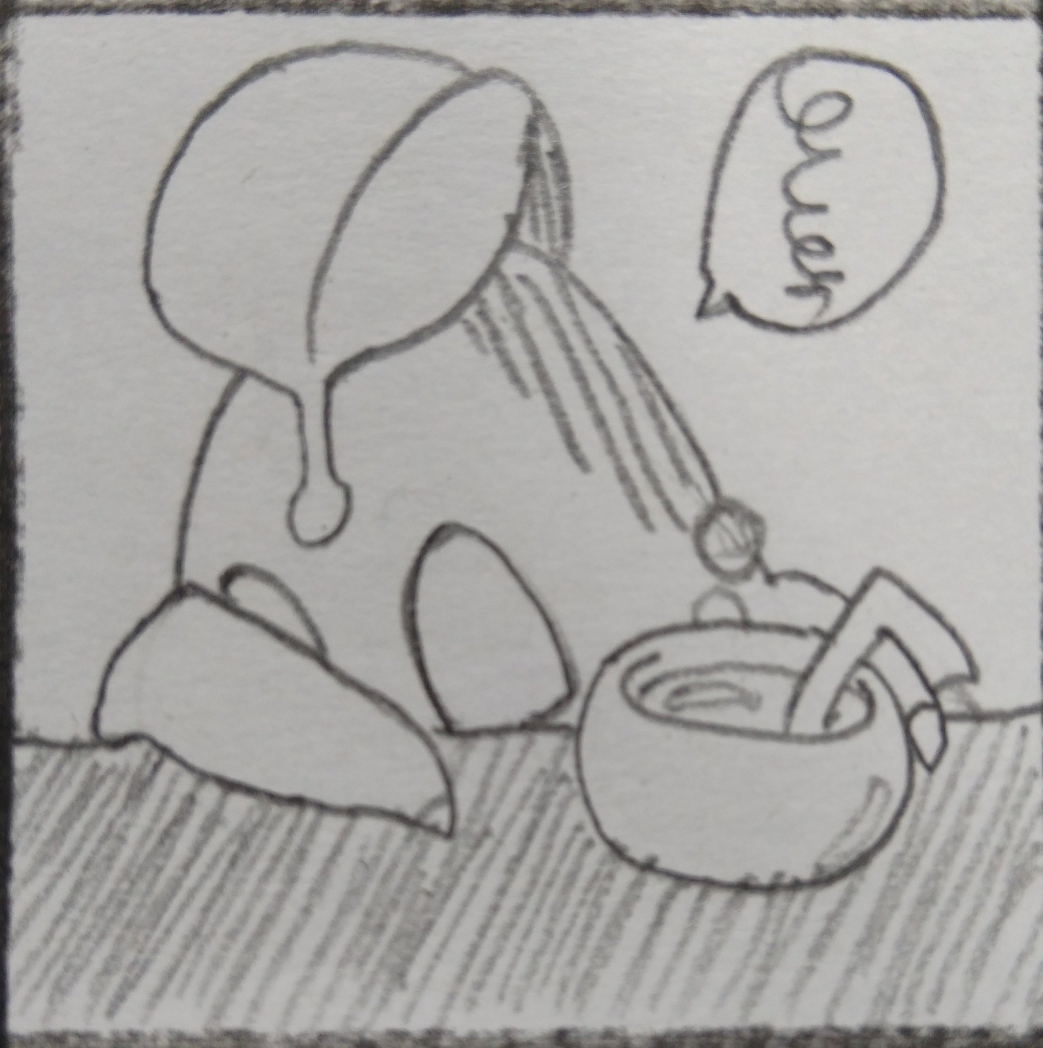 志末与志 にがーい思い出なのです 1日1チコリータ 一応補足しておきますが 机の上にある飲み物はアルコールではない はず でも一応発酵はしてんのかな