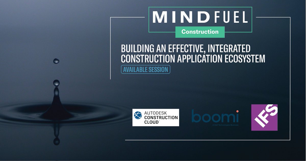 Join speakers from <a href="/DellBoomi/">Dell Boomi</a>, <a href="/ADSK_Construct/">Autodesk Construction Cloud</a> and @IFS as they discuss how to build an effective, integrated construction application ecosystem in this #MindFuel session.

Watch here: ifs.link/pky8di