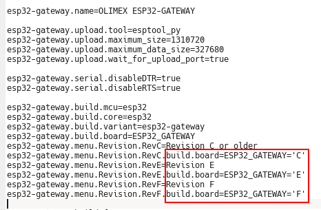 TobozoTagada's tweet image. @Olimex found an anomaly in the boards.txt bundled with #ArduinoESP32 suggesting this instead