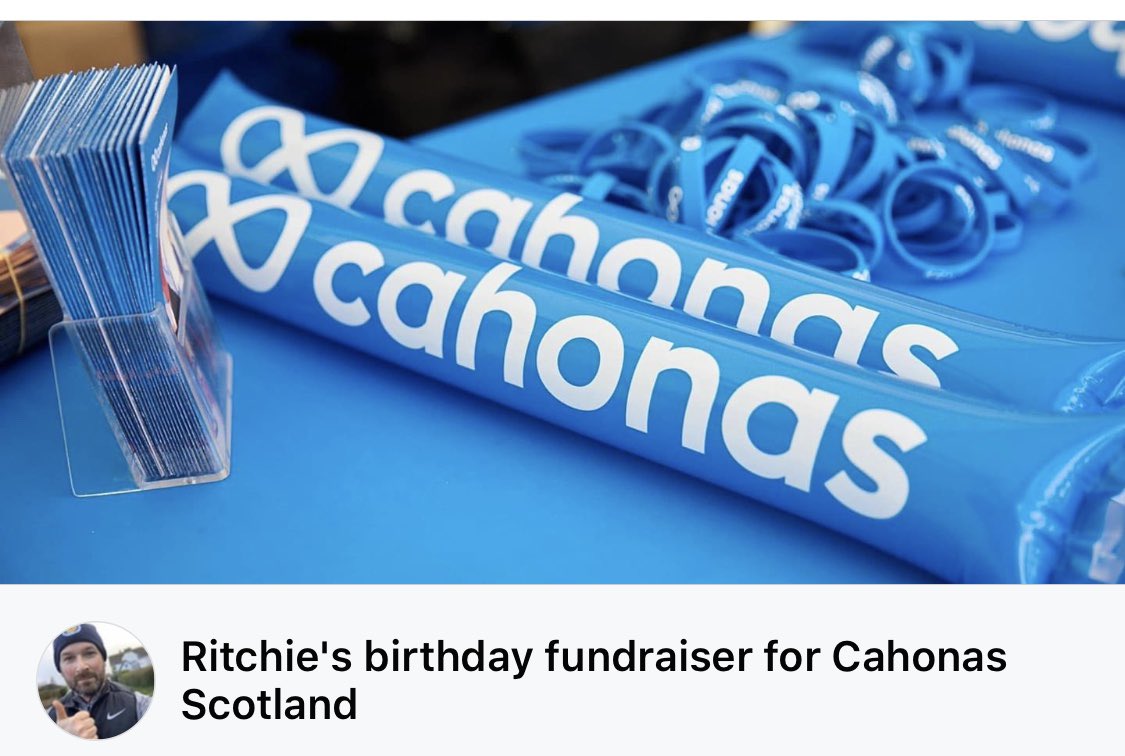 Please consider supporting <a href="/CahonasScotland/">Cahonas Scotland</a> for their very own CEO’s birthday next month! 💙 facebook.com/donate/6472944…