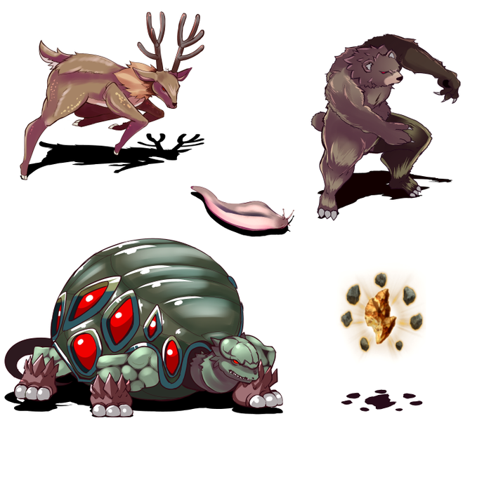 敵グラ5匹描く有言実行マン(手が痛くなったので右下手抜き) 