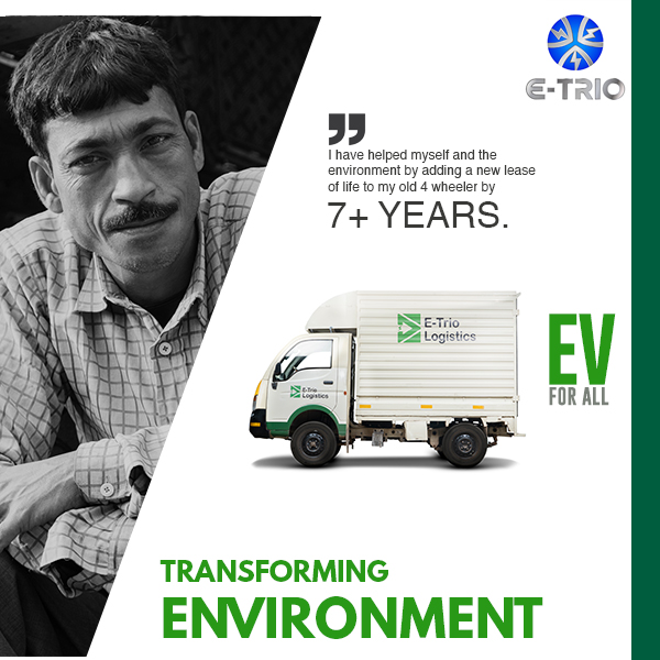 EtrioAutomobile's tweet photo. At eTrio we are converging technology and affordability to lead a holistic change in the environment. We have successfully extended the life of an old 4 wheeler by 7+ years.
#ElectricVehicle #IntracityLogistics #EnergySaving #3WayChange #TransformingEnvironment #ElectricMobility https://t.co/Hop596WqhU