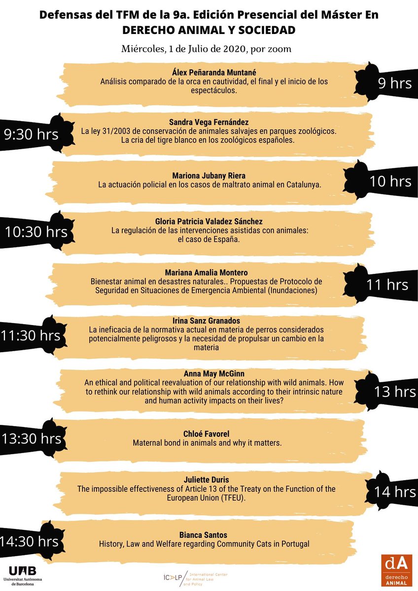 derechoanimal_'s tweet photo. Importantes avances y grandes logros de los/las investigadoras y dirección de los #tfm por los expertos en #derechoanimal más reconocidos del mundo.
Acto público transmitido por #zoom
¡¡Todos invitados!!
@Dret_UAB @UABBarcelona
#masterderechoanimal #masteranimallaw #uab #icalp https://t.co/y6nwEDxZcu