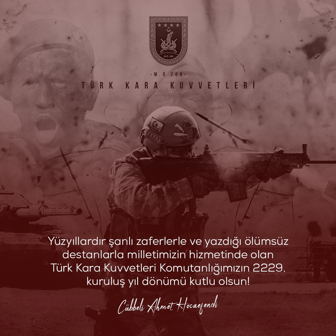 c_ahmethoca's tweet photo. Yüzyıllardır şanlı zaferlerle ve yazdığı ölümsüz destanlarla milletimizin hizmetinde olan Türk Kara Kuvvetleri Komutanlığımızın 2229. kuruluş yıl dönümü kutlu olsun! #KaraKuvvetleri https://t.co/ipxK4MZAMS