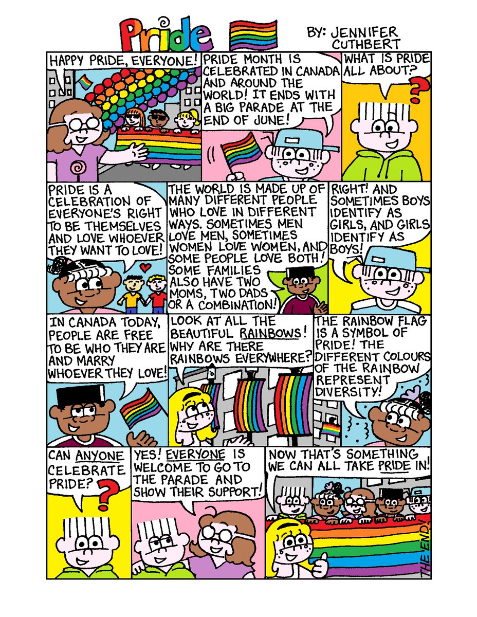 Lollipop_Comics's tweet photo. Lollipop and friends celebrate #Pride in today's Comic of the Day! Even though there is no parade this year, that won't stop #PrideTO ! #prideforkids #LoveIsLove #adventuresoflollipop #kids #kidlit #kidscomics #indiecomics #kidlitquarantine https://t.co/0e3OAIYao2