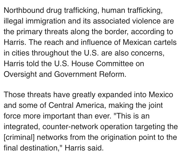 JTF-W significantly expanded CBP's capabilities (remember mission creep?) under the pretext of combatting the evolving threat to national security, according to CBP, posed by illegal immigration and drug and human trafficking organizations. *Important*: https://www.cbp.gov/frontline/new-way-forward