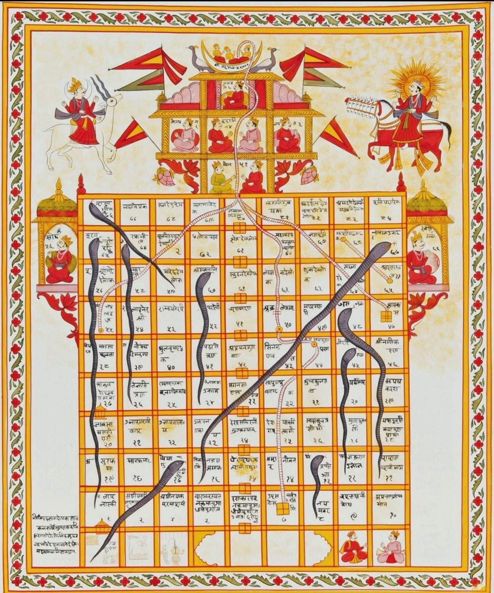 Shashidhar_s's tweet image. The game of “Snakes and Ladder” was created  before 13th-century poet saint Gyandev. 

It was originally called “Mokshapat”. The ladders in the game represented “virtues” and the snaked represented “vices”.

#gaming #games #snakeandladder #History