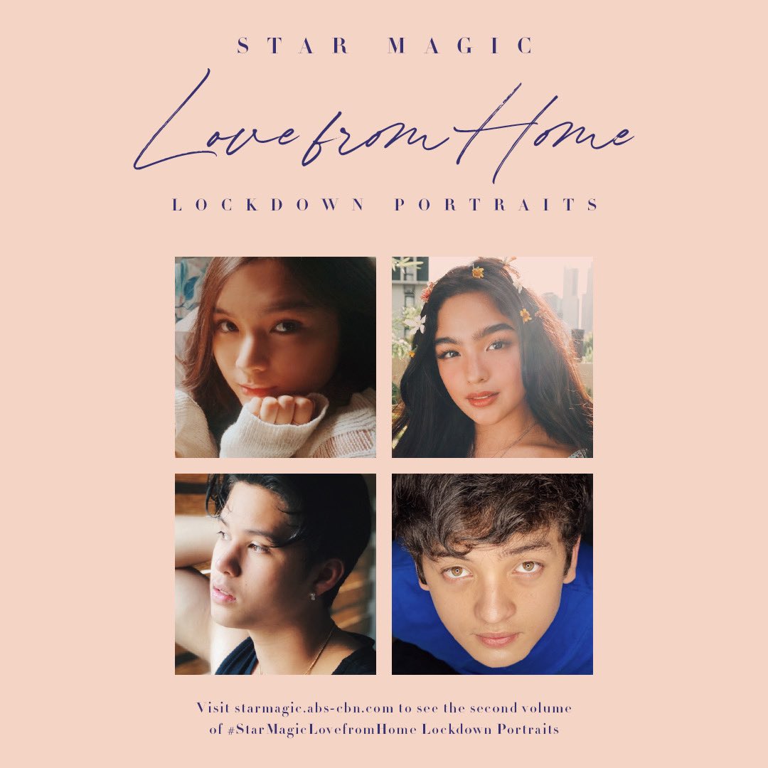 francinecarreld's tweet photo. Get a glimpse of the next batch of photos of your favorite Star Magic artists in #StarMagicLovefromHome Lockdown Portraits Volume 2!
See the volume 2 directly without going through the first one through this link https://t.co/xTikValOqV https://t.co/URZJyLX8D9