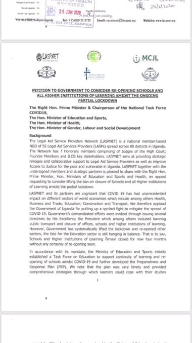 CommunityMayuge's tweet photo. LASPNET petitions government to open schools and higher institutions of learning amidst COVID-19.
Find more details herein. https://t.co/PySzkN6KvT