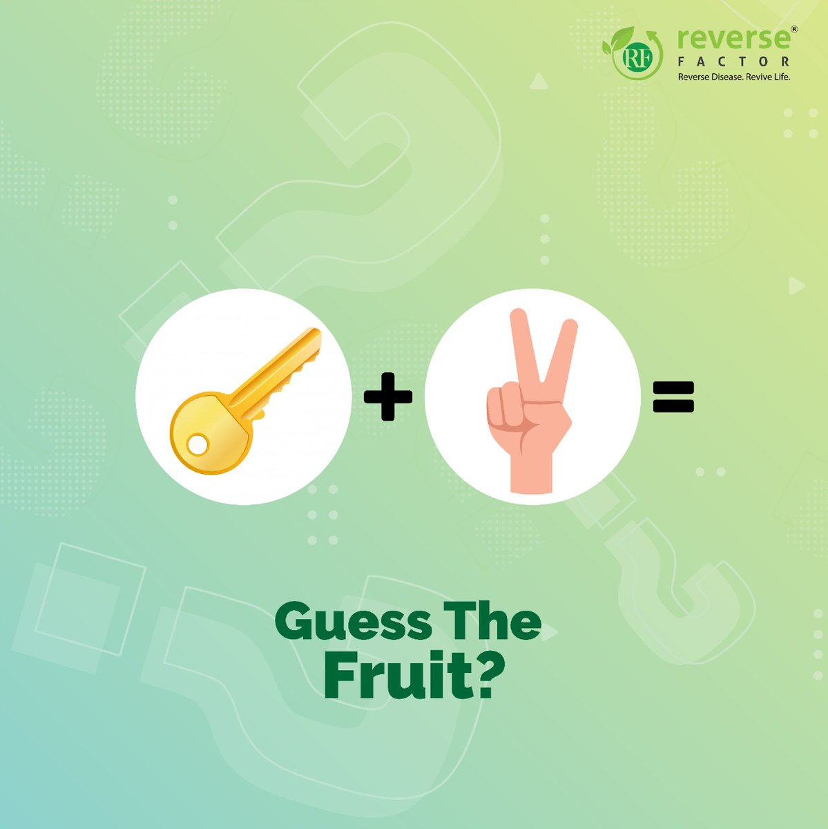 4. Can you GUESS the fruit ❓

Comment below your answer 👇

This month, through this event we Reverse Factor will be recommending it to our page community to have these to increase your nutrition, that can have influence on behaviour of both the health and well-being.