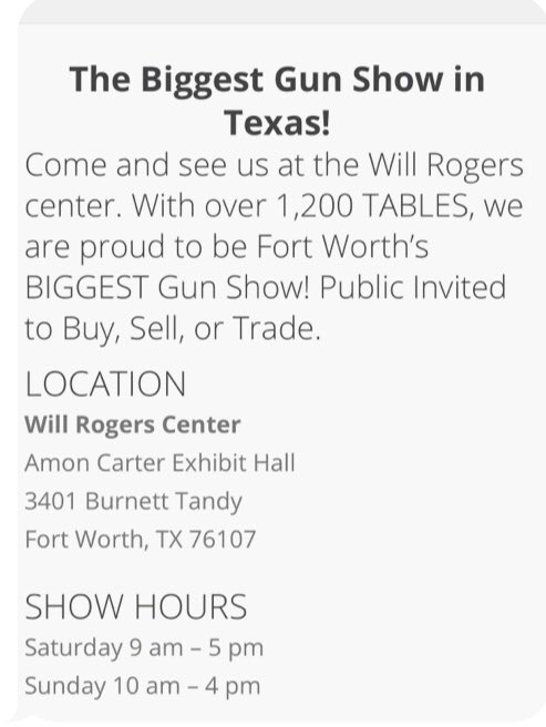 karmagetin's tweet photo. On our way back to the Premier Gun Show in a Fort Worth.  **Masks are required for entry into the building.** See you there! #karmagetin #premier #gun #funactivities #hunter https://t.co/6TXgJZBMKB
