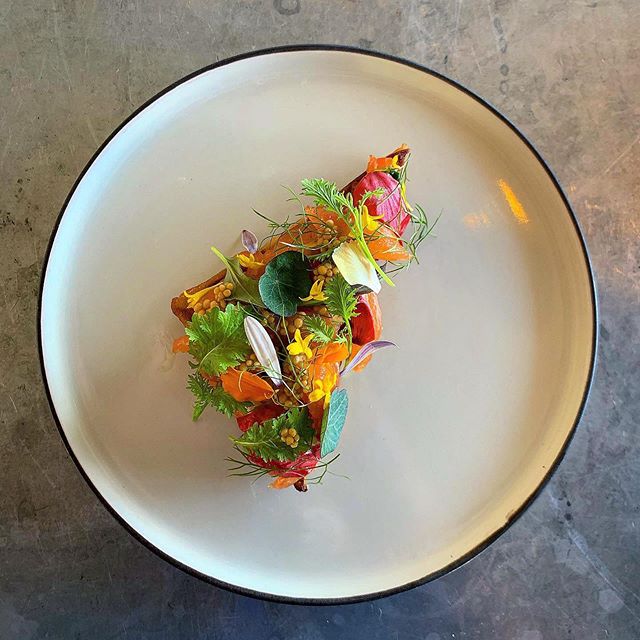 Trout, potato waffle,onion cress and whipped whey.A dreamy combination!  fiskebaren