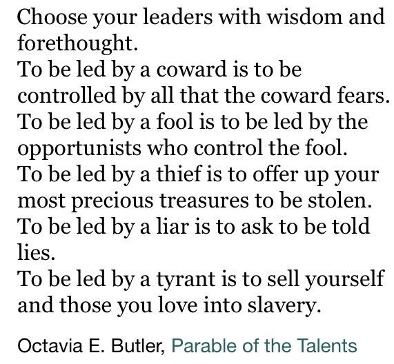 TimOBrien's tweet image. Octavia Butler’s 73rd birthday would have been last Monday. 

She was prescient.