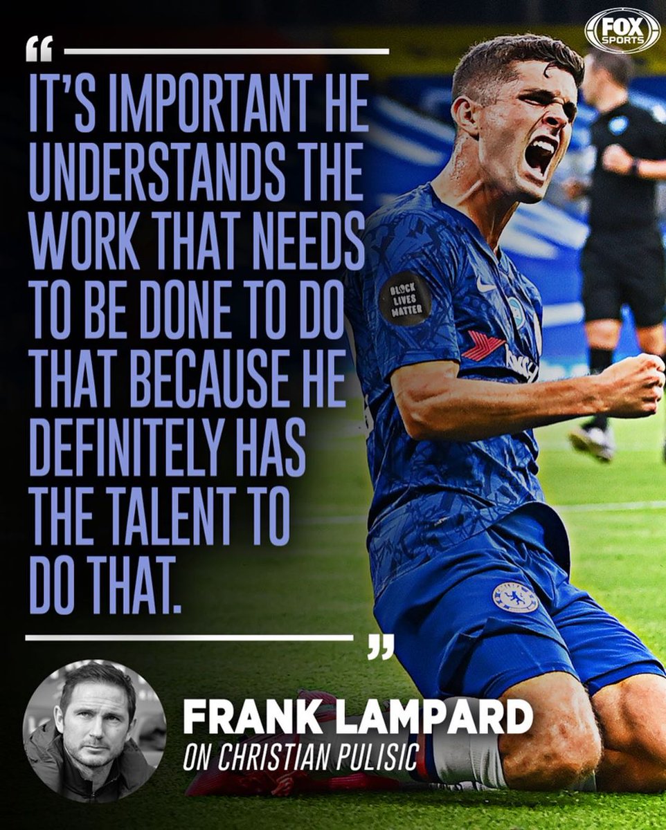 FOXSoccer's tweet photo. Frank Lampard sees a bright future for Christian Pulisic 🌟 https://t.co/OSLKImkpIe