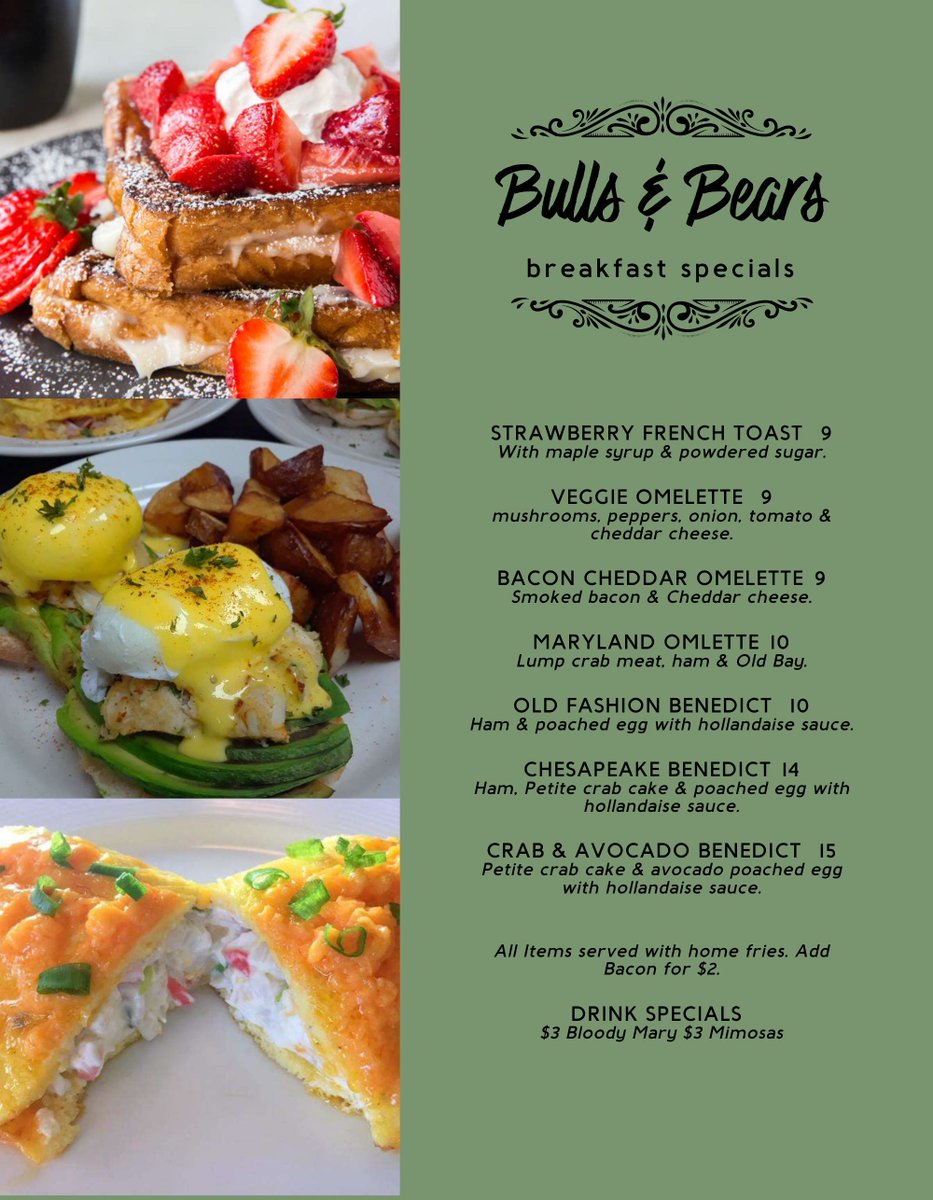 We added Sunday funday back to our business hours, we are here for all your brunch needs from 11-3!