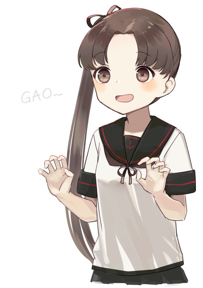 ayanami (kancolle) 1girl solo school uniform long hair serafuku black sailor collar side ponytail  illustration images