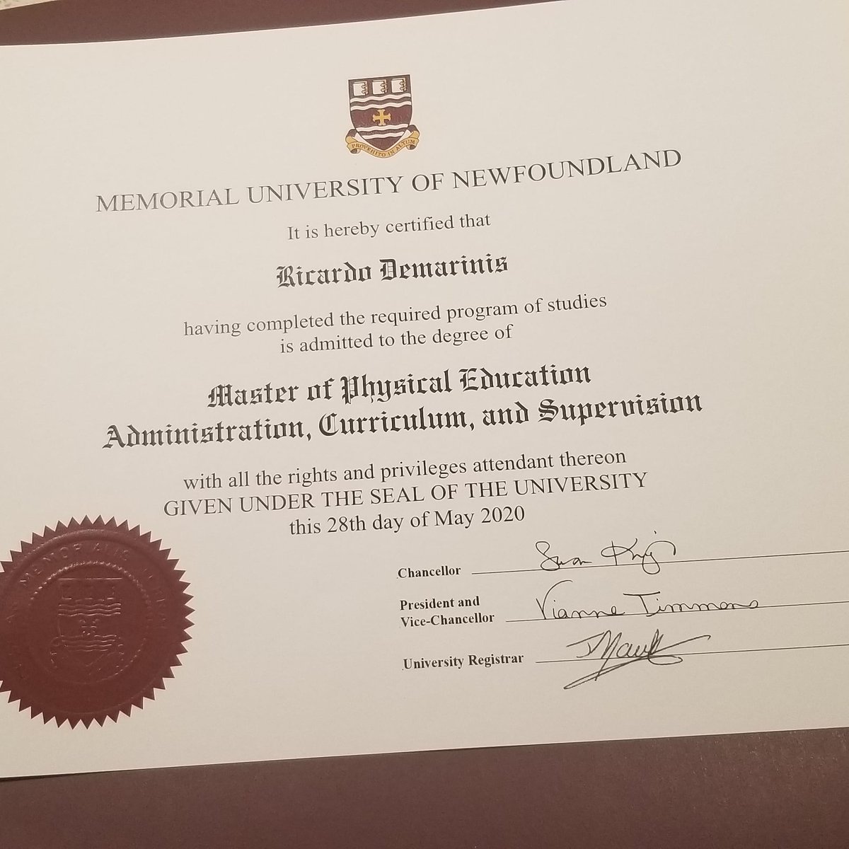 Gladiator_AD's tweet photo. Somehow pulled this off! Do not want to share my student number as it took a long time. Thanks @MemorialU and all professors and thanks for making me think about using my final year of athletic eligibility. #masterofprocrastination https://t.co/LdjMtT4CEK