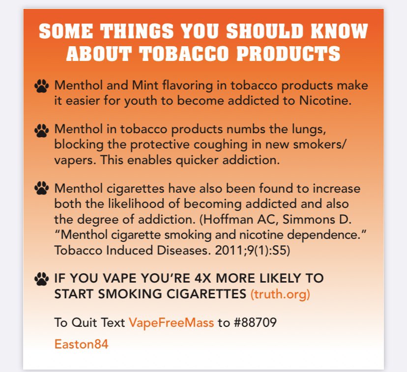 EMS 84 students want you to be aware of the following:
<a href="/EastonWoH/">Easton Wings of Hope</a> <a href="/AssistSupEaston/">Crissy Pruitt</a> @EastonJournal <a href="/47lleblanc/">OA High School Nurse- Mrs LeBlanc</a> <a href="/OldColonyYMCA/">Old Colony YMCA</a> <a href="/WalterFTimilty/">Walter F. Timilty</a>