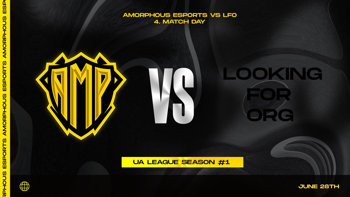 Matchday!💪

In our fourth Match of the <a href="/UA_League/">UALeague</a>
we meet LookingForOrg.
 
Good luck to our Team, the <a href="/GibbonsGang/">Team GibbonsGang</a>! 💛

#keepgoingAmorphous x #GoGibbons