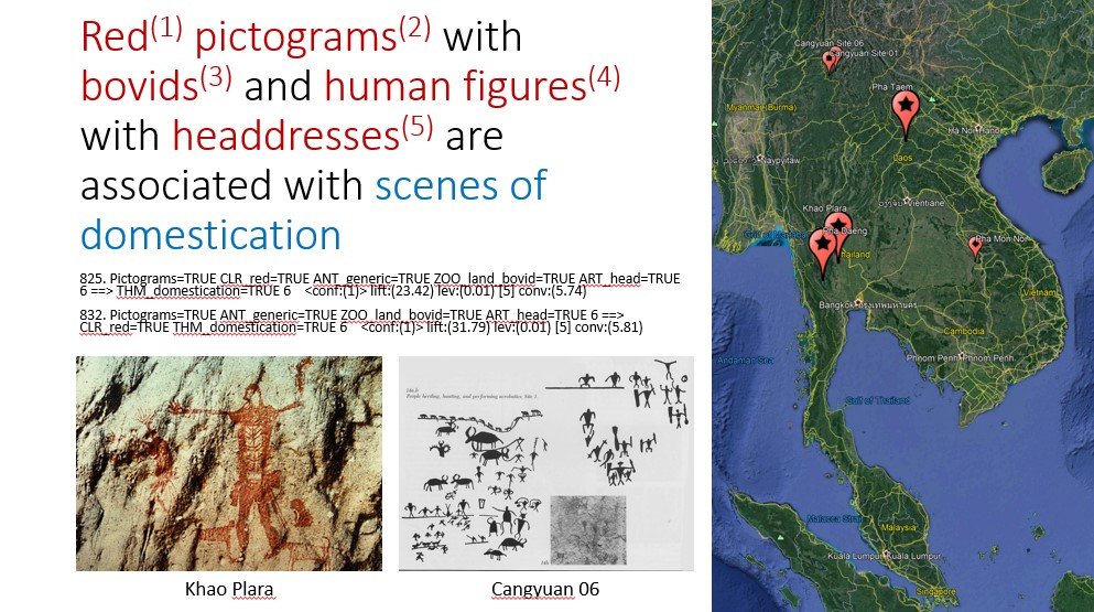 13/18 Another strong association is that (1)red (2)paintings of (3)bovids with (4)humans wearing (5)headdresses are associated with scenes of animal domestication