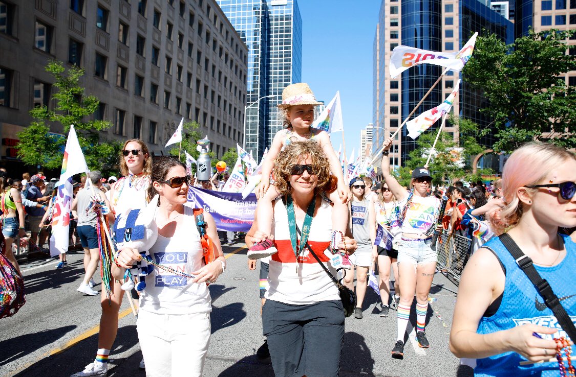TeamCanada's tweet photo. Today was supposed to be Toronto’s #Pride Parade 🌈 

Instead they are going virtual 🙌 Let’s celebrate with pictures from last year’s parade! 

#TeamCanada https://t.co/QbMJCYh4gr