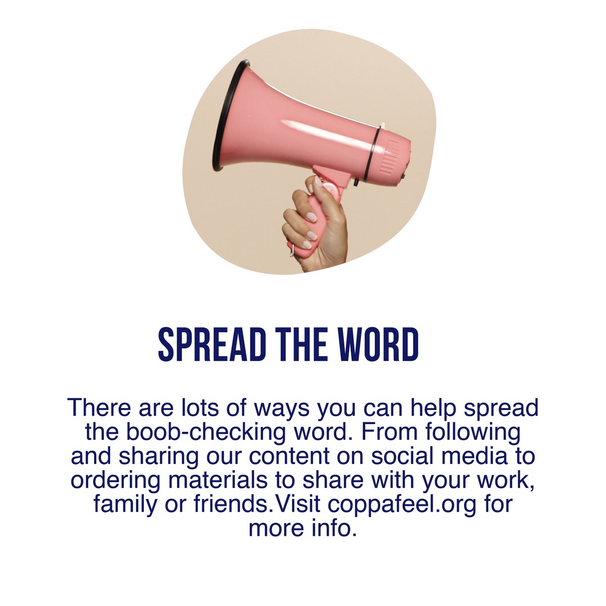 CoppaFeelPeople's tweet photo. You can help ensure everyone has the best possible chance of surviving breast cancer all year round. Here's how 👇 https://t.co/5WbuLy97Em