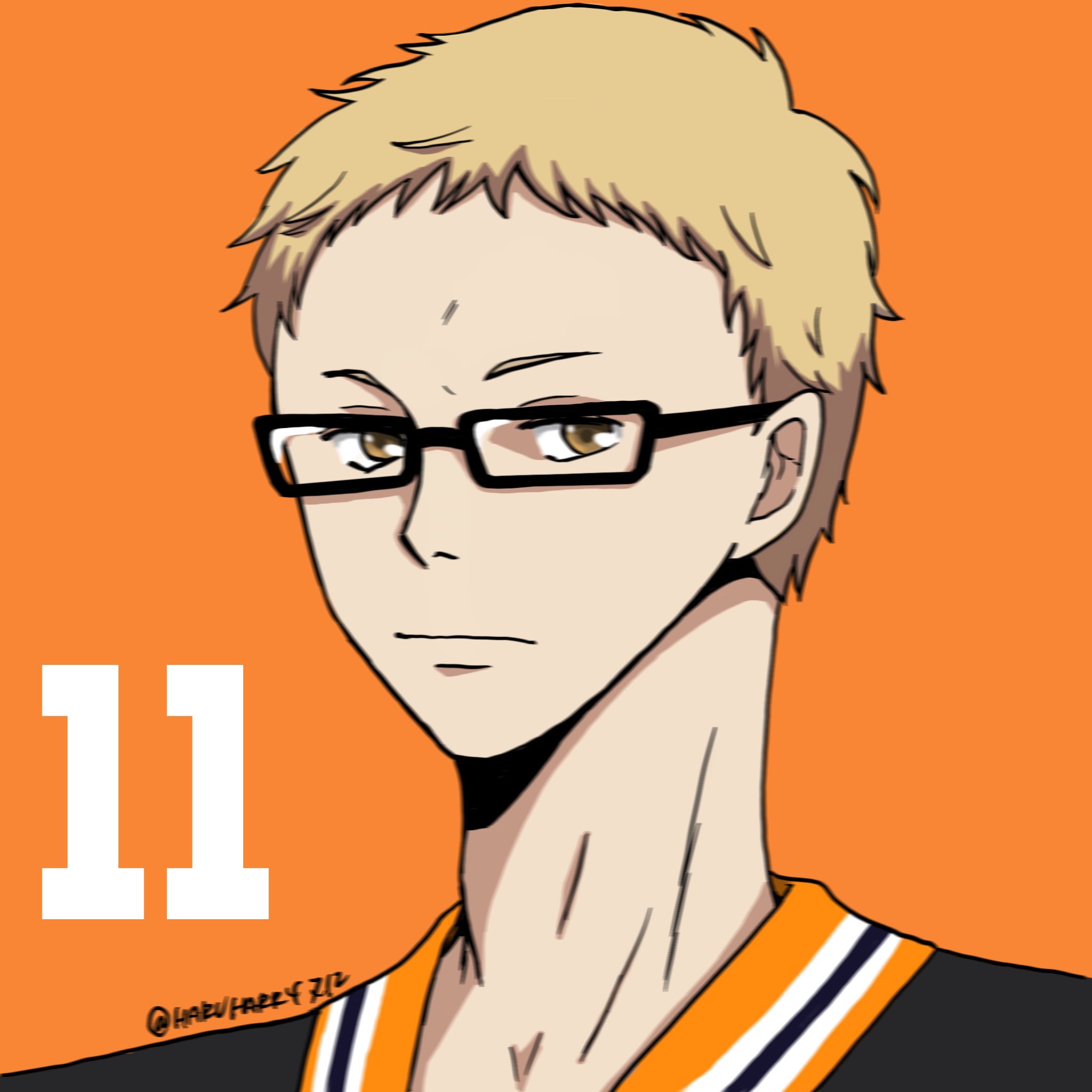 Haru ハイキューの烏野11番月島くん描きました T Co 2zm1dfhger Twitter
