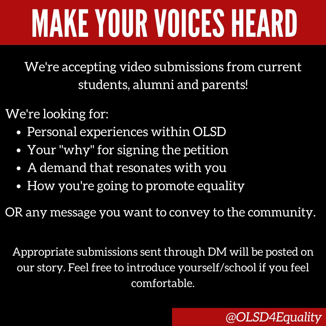 OLSD4Equality's tweet photo. Please consider voicing your support &amp; sending us a DM with your message to be shared on our Instagram. https://t.co/Kum5bIrM5m
