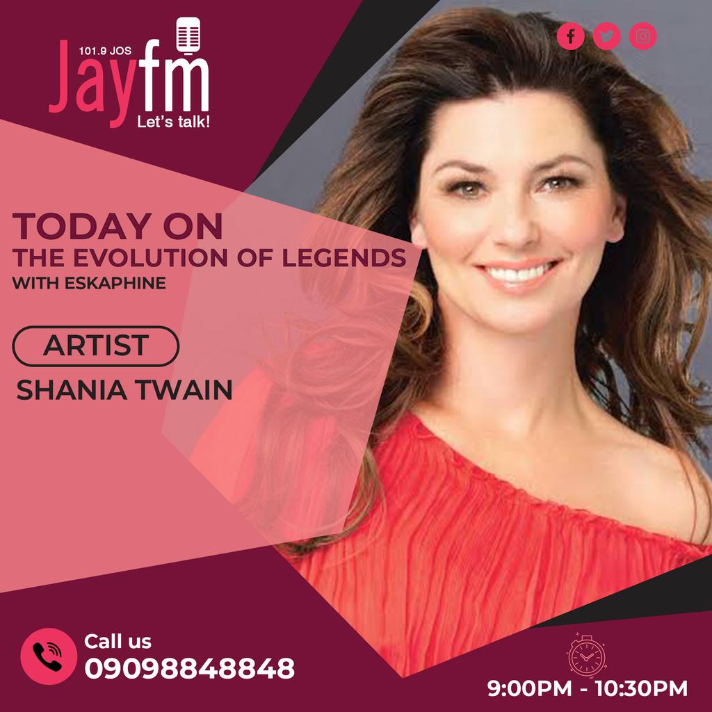 jayfmjos's tweet photo. Tonight on #TheEvolutionOfLegends we will looking at the legendary blues singer Shania Twain. S
So why not make it a date with Eskaphine by 9pm https://t.co/OT9eqkI1mt