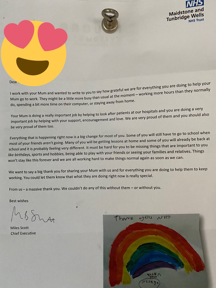 When you work for the awesome @MTWnhs and they send this to your children! They were so happy! Thank you! @MilesScottNHS @MTW_Research #CRNurse 😍