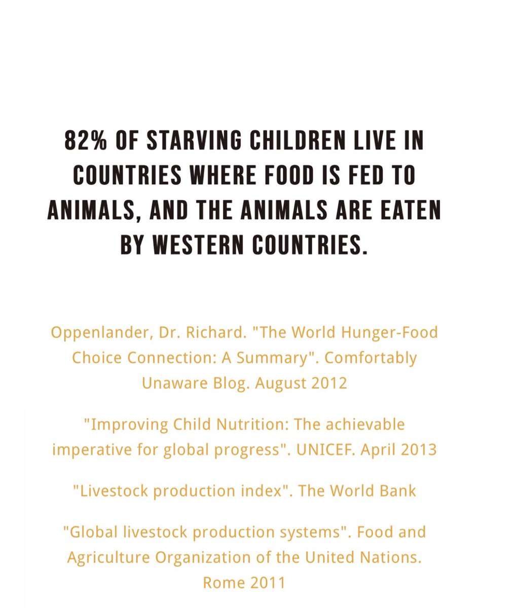 We take food (soy, grain, corn) from the poorest countries in the world and we feed that food to cows, chickens, pigs all so we can eat burgers.
