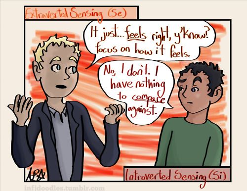 Okay! The last two and then I seriously need a nap Se vs Si - What is it?Si - Introverted SensingSe - Extraverted sensing