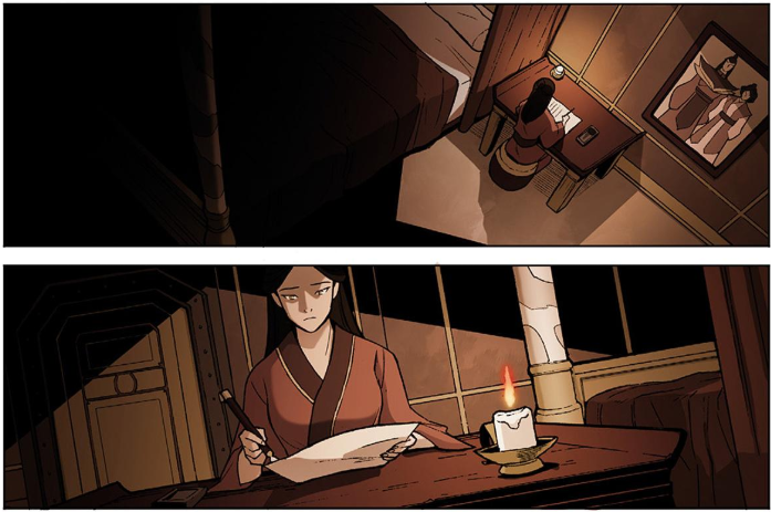 Jadi diem-diem emaknya Zuko ternyata ga bahagia nikah sama gue, dan kangen dengan kehidupan dulunya sebagai aktris teater.. Padahal udah gue bilangin buat ngelupain semua masa lalunya.. Dia ngumpetin topeng di balik foto pernikahan gue dan nulis sebuah surat buat Ikem