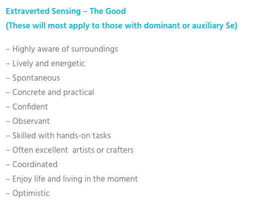 "This cereal tastes good and works for me. Why do I need to switch it up?" "I like this restaurant so I'm eating here every Friday after I do my other routines."Si is routine-oriented, Se is life-oriented.