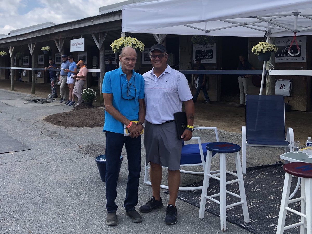 HiddenBrookKy's tweet photo. Derby winning trainers Barclay Tagg & John Servis making the rounds at #FTMidlantic 2yo-sale / Hidden Brook Consignment. Interesting footnote; they won their multiple legs of the Triple Crown with NY & PA breds!!! https://t.co/Vg2odTUW6p